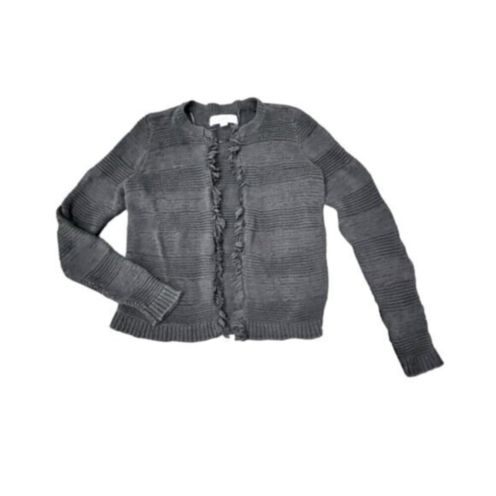 Ann Taylor LOFT Black Open Cardigan Sweater FRINGE Office Wear Casual Dressy XS - Picture 1 of 12